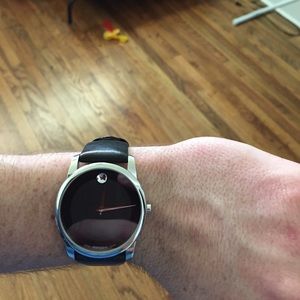 Men’s movado leather band watch